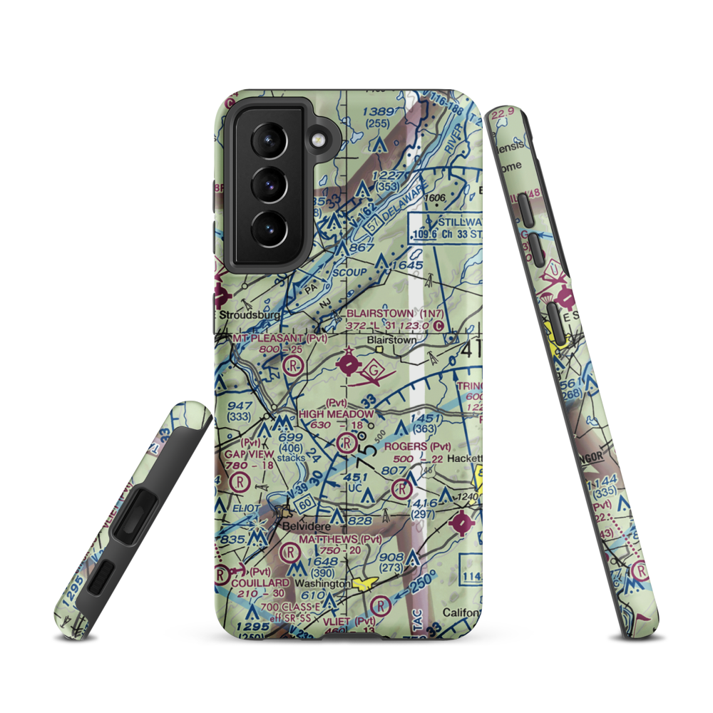 Blairstown Airport (1N7) VFR Sectional Samsung Phone Case Samsung Galaxy S21 model shown