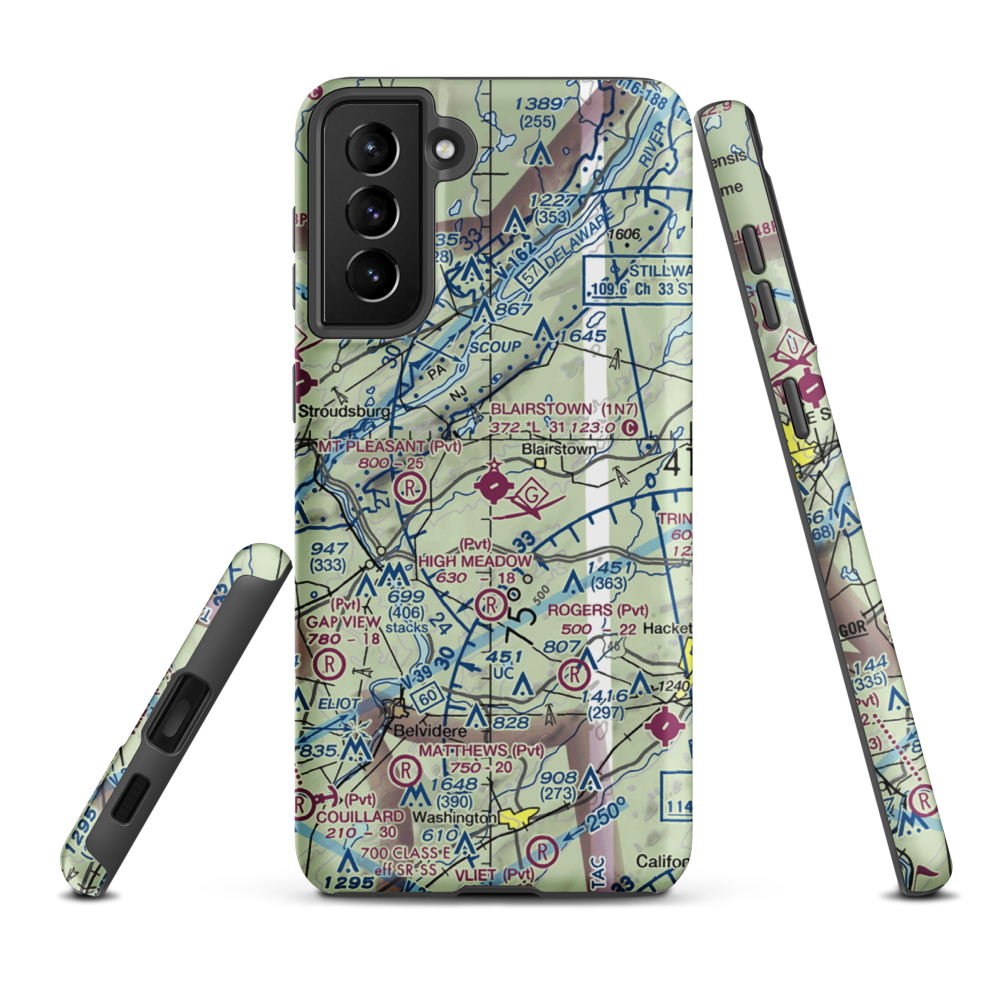 Blairstown Airport (1N7) VFR Sectional Samsung Phone Case Samsung Galaxy S21 Plus model shown