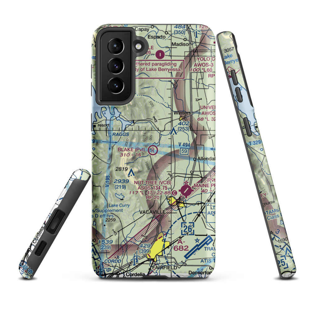 Blake Sky Park Airport (CA57) VFR Sectional Samsung Phone Case Samsung Galaxy S21 FE model shown