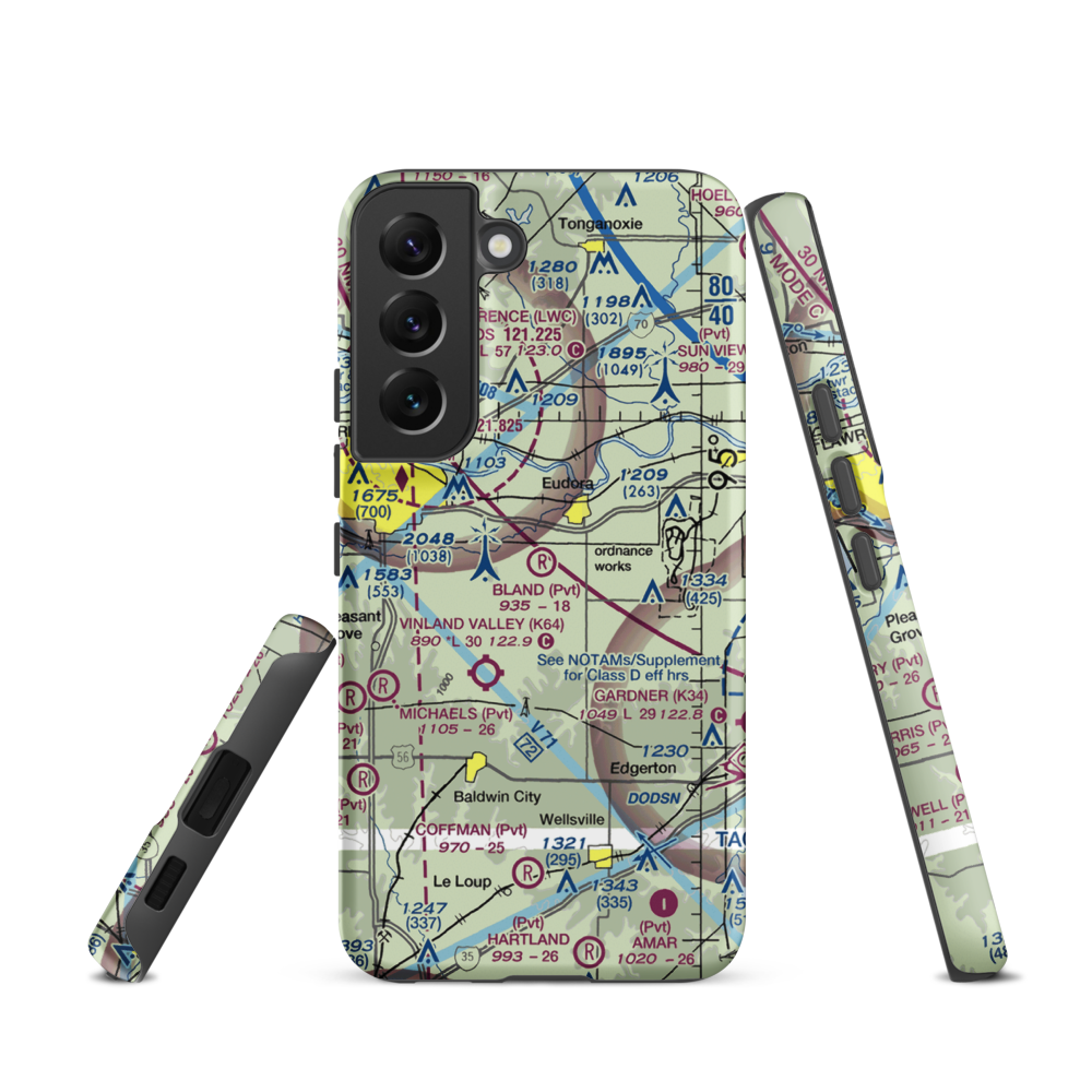 Bland Airport (52KS) VFR Sectional Samsung Phone Case Samsung Galaxy S22 model shown