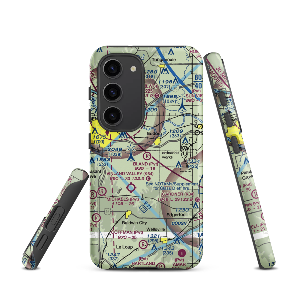 Bland Airport (52KS) VFR Sectional Samsung Phone Case Samsung Galaxy S23 model shown