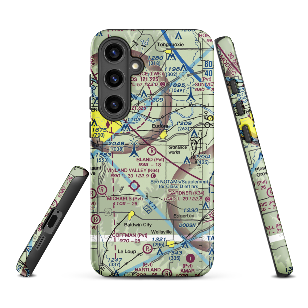 Bland Airport (52KS) VFR Sectional Samsung Phone Case Samsung Galaxy S24 Plus model shown