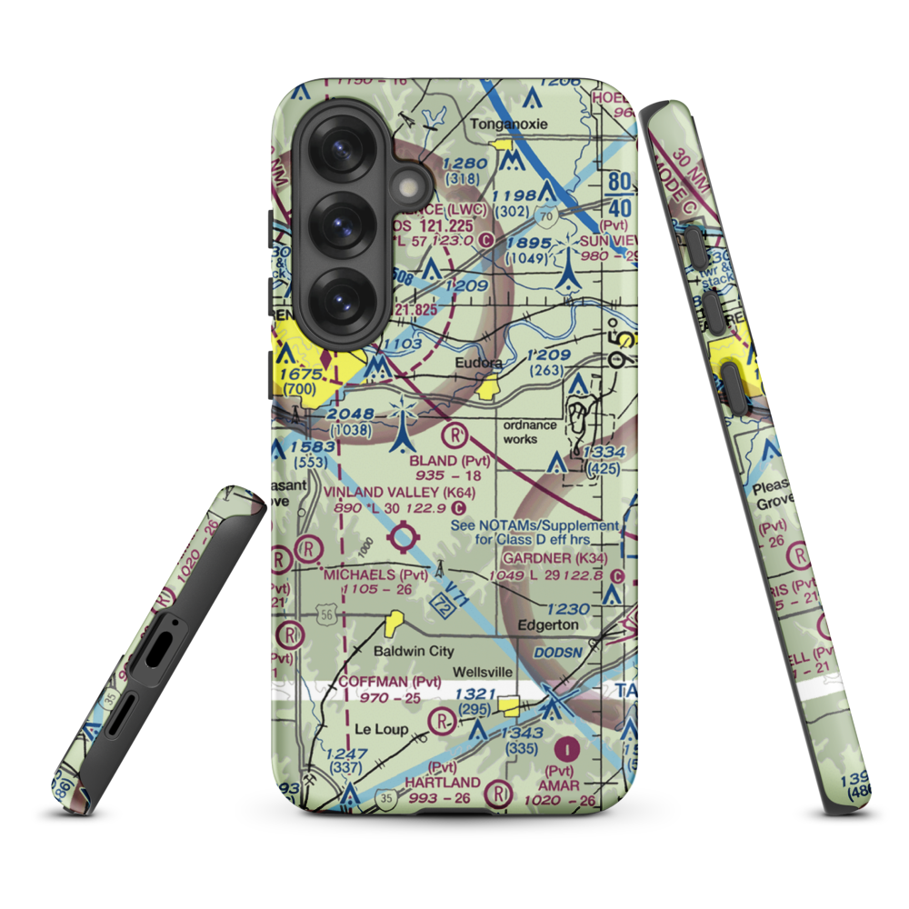 Bland Airport (52KS) VFR Sectional Samsung Phone Case Samsung Galaxy S25 Plus model shown