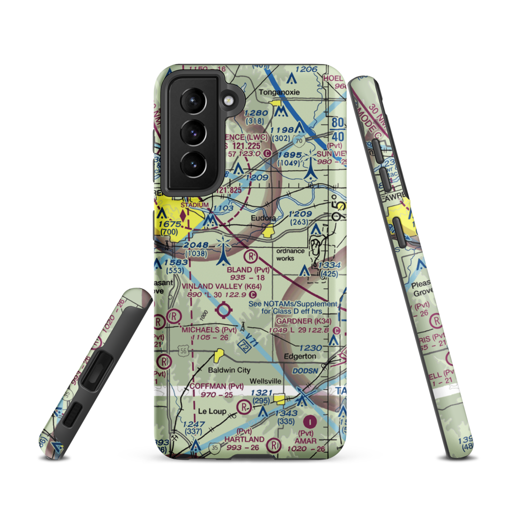 Bland Airport (52KS) VFR Sectional Samsung Phone Case Samsung Galaxy S21 model shown