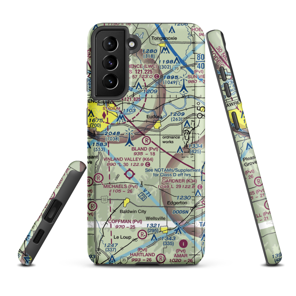 Bland Airport (52KS) VFR Sectional Samsung Phone Case Samsung Galaxy S21 Plus model shown