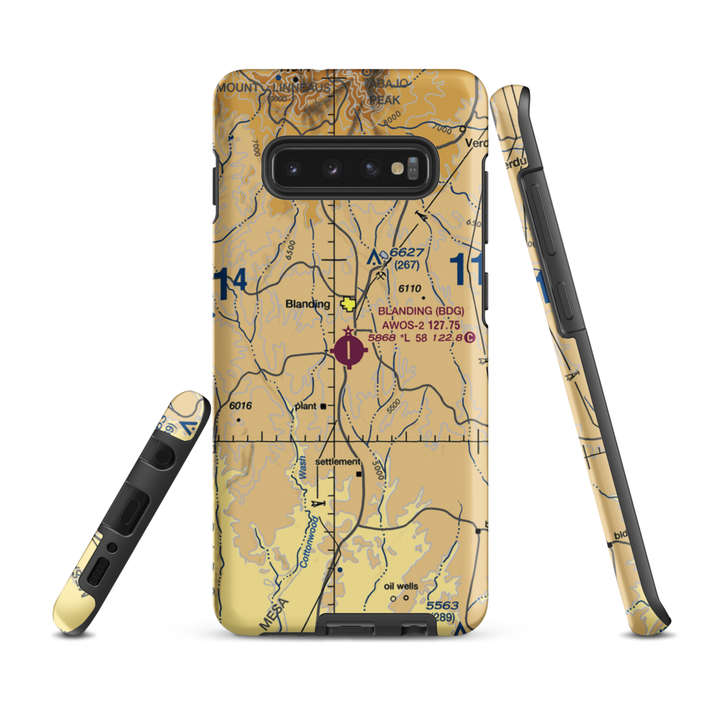 Blanding Municipal Airport (BDG) VFR Sectional Samsung Phone Case Samsung Galaxy S10e model shown