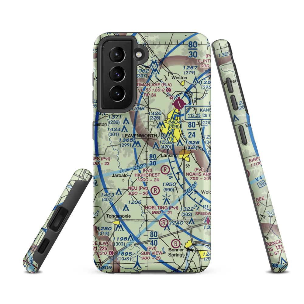 Blaser's Airport (SN84) VFR Sectional Samsung Phone Case Samsung Galaxy S21 FE model shown