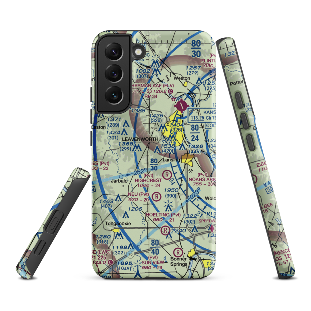 Blaser's Airport (SN84) VFR Sectional Samsung Phone Case Samsung Galaxy S22 Plus model shown
