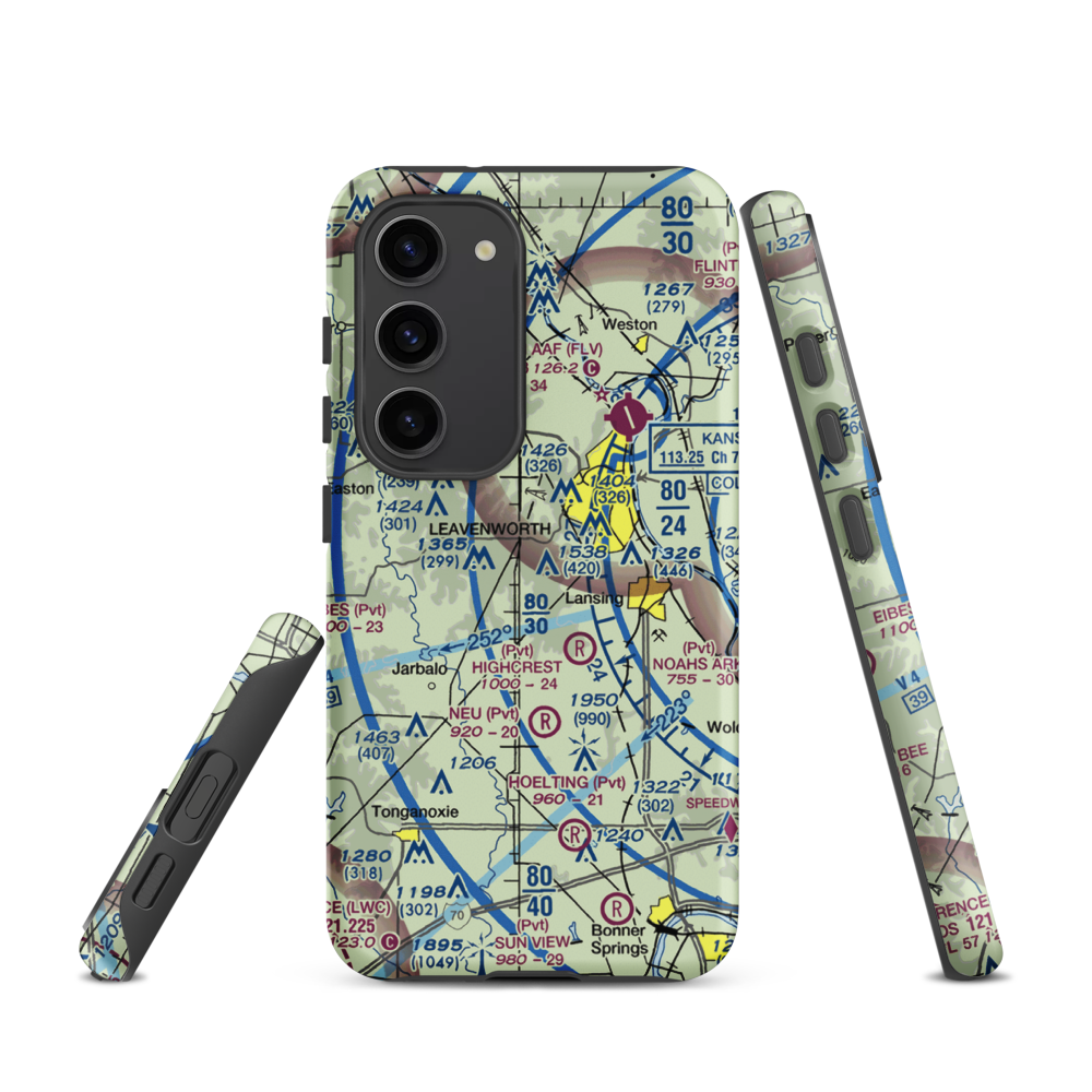 Blaser's Airport (SN84) VFR Sectional Samsung Phone Case Samsung Galaxy S23 model shown