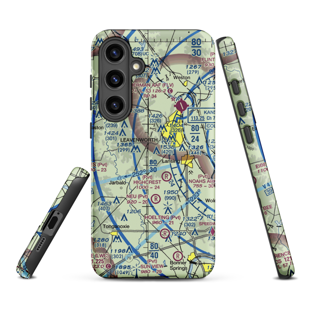 Blaser's Airport (SN84) VFR Sectional Samsung Phone Case Samsung Galaxy S24 Plus model shown