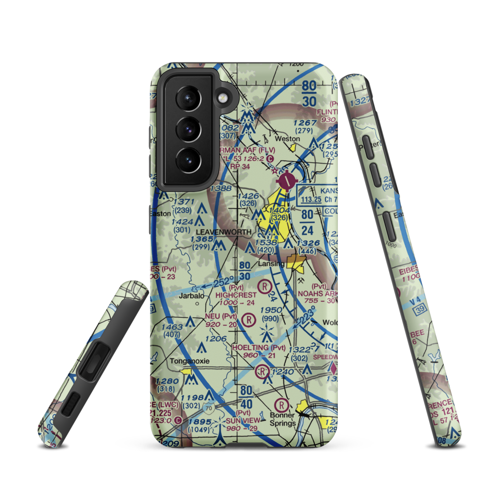 Blaser's Airport (SN84) VFR Sectional Samsung Phone Case Samsung Galaxy S21 model shown