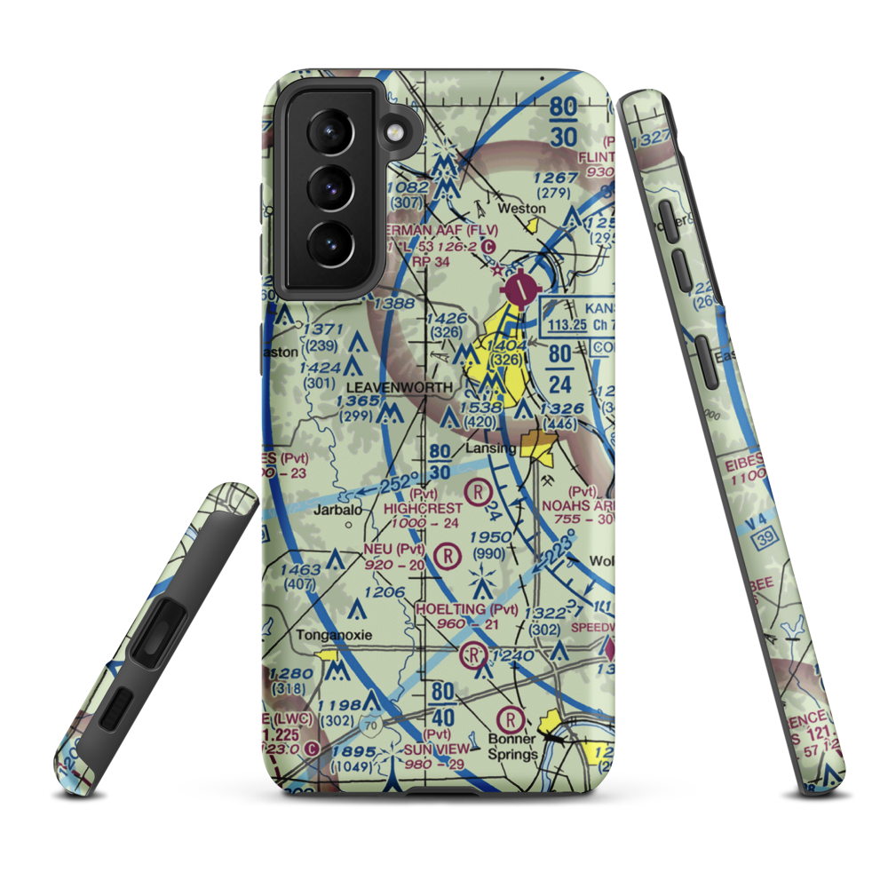 Blaser's Airport (SN84) VFR Sectional Samsung Phone Case Samsung Galaxy S21 Plus model shown