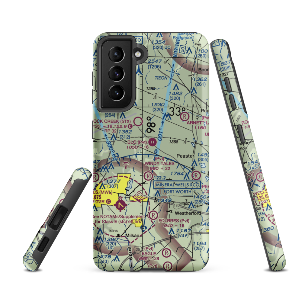 Blo Airport (12TS) VFR Sectional Samsung Phone Case Samsung Galaxy S21 FE model shown