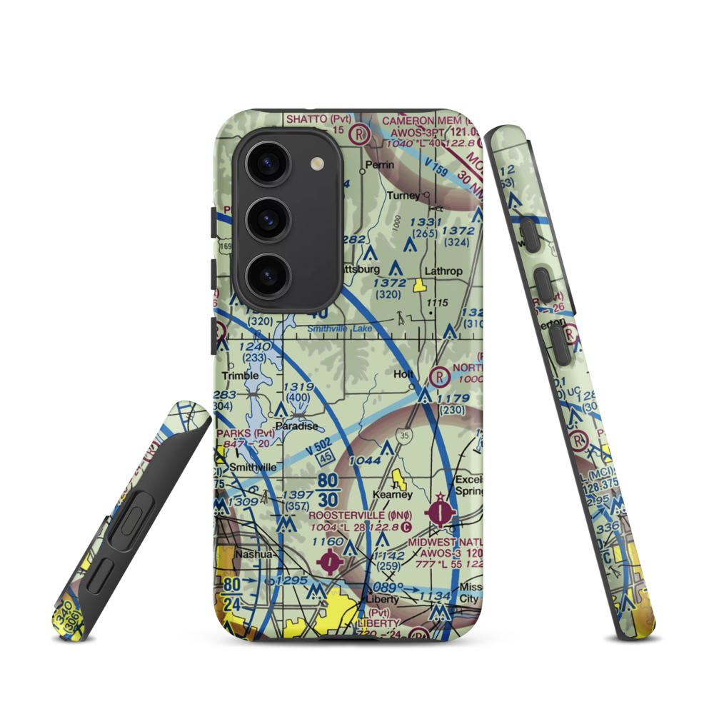 Block Air Village Airport (MO71) VFR Sectional Samsung Phone Case Samsung Galaxy S23 model shown