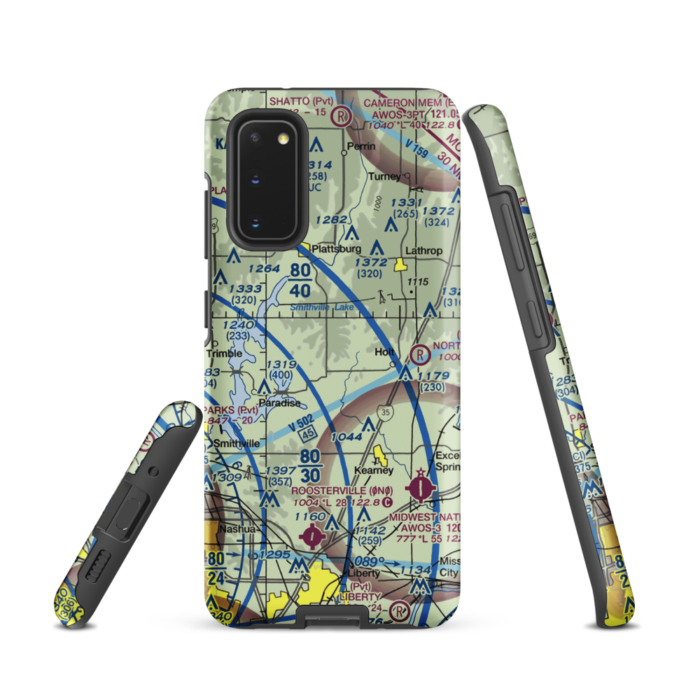 Block Air Village Airport (MO71) VFR Sectional Samsung Phone Case Samsung Galaxy S20 model shown