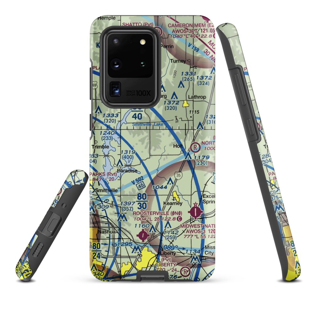Block Air Village Airport (MO71) VFR Sectional Samsung Phone Case Samsung Galaxy S20 Ultra model shown