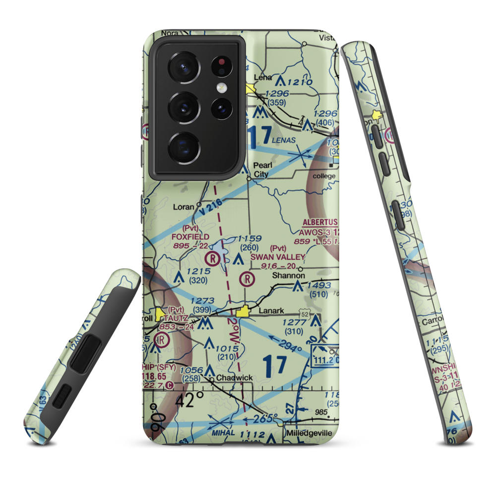 Block Airport (88LL) VFR Sectional Samsung Phone Case Samsung Galaxy S21 Plus model shown