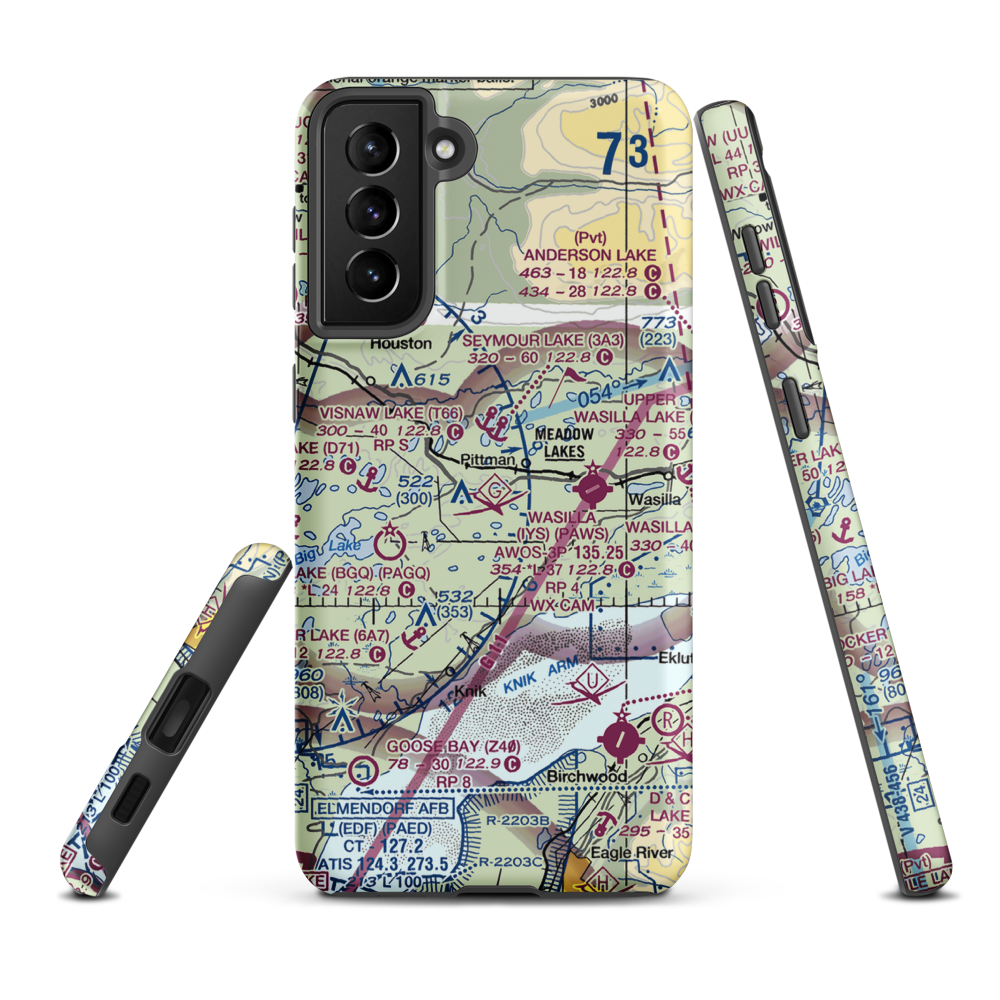 Blodget Lake Seaplane Base (D75) VFR Sectional Samsung Phone Case Samsung Galaxy S21 Plus model shown