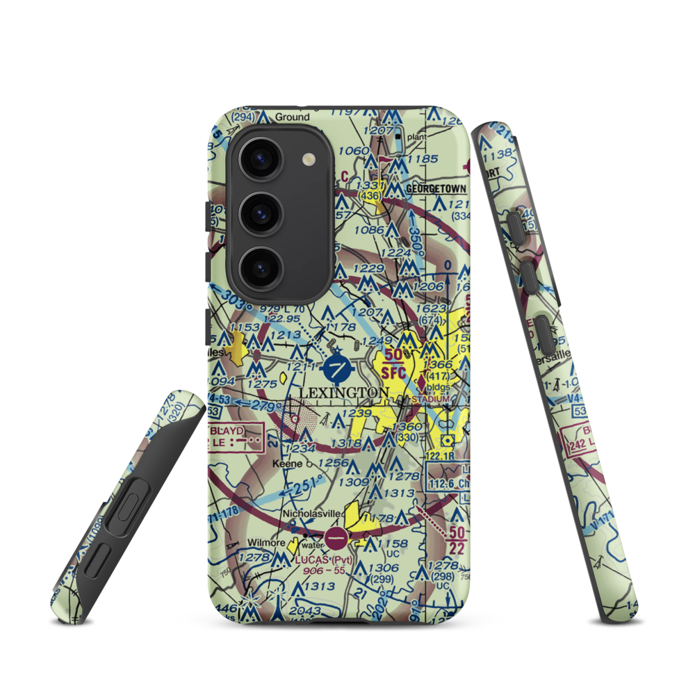Blue Grass Airport (LEX) VFR Sectional Samsung Phone Case Samsung Galaxy S23 model shown