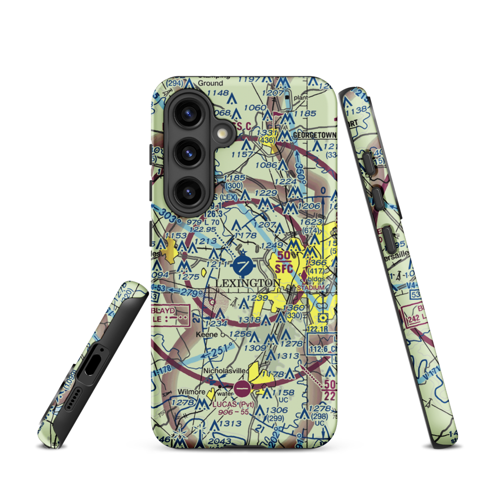 Blue Grass Airport (LEX) VFR Sectional Samsung Phone Case Samsung Galaxy S24 model shown
