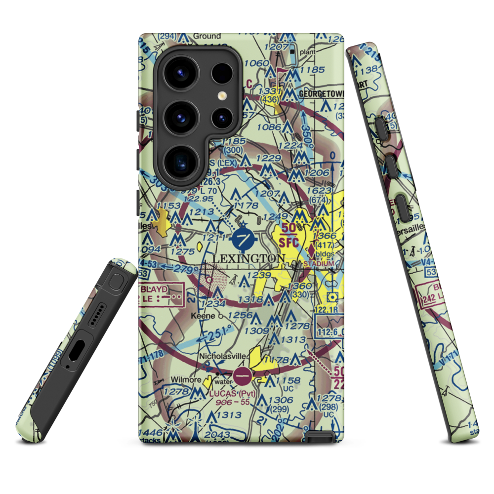 Blue Grass Airport (LEX) VFR Sectional Samsung Phone Case Samsung Galaxy S24 Ultra model shown