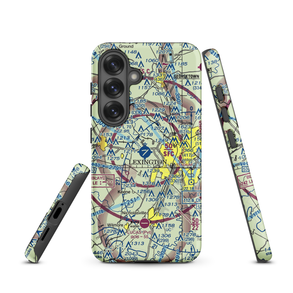 Blue Grass Airport (LEX) VFR Sectional Samsung Phone Case Samsung Galaxy S25 model shown
