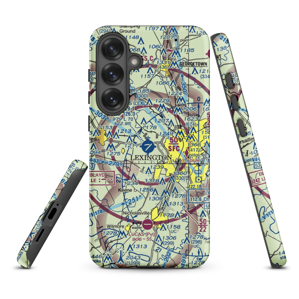 Blue Grass Airport (LEX) VFR Sectional Samsung Phone Case Samsung Galaxy S25 Plus model shown