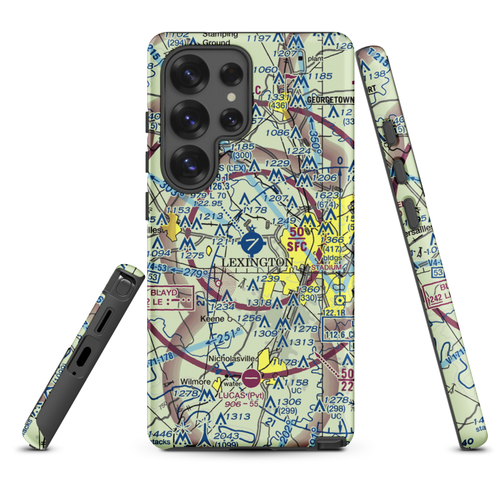 Blue Grass Airport (LEX) VFR Sectional Samsung Phone Case Samsung Galaxy S25 Ultra model shown