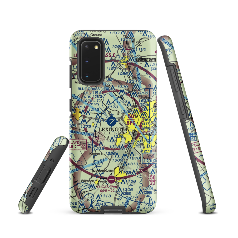 Blue Grass Airport (LEX) VFR Sectional Samsung Phone Case Samsung Galaxy S20 model shown