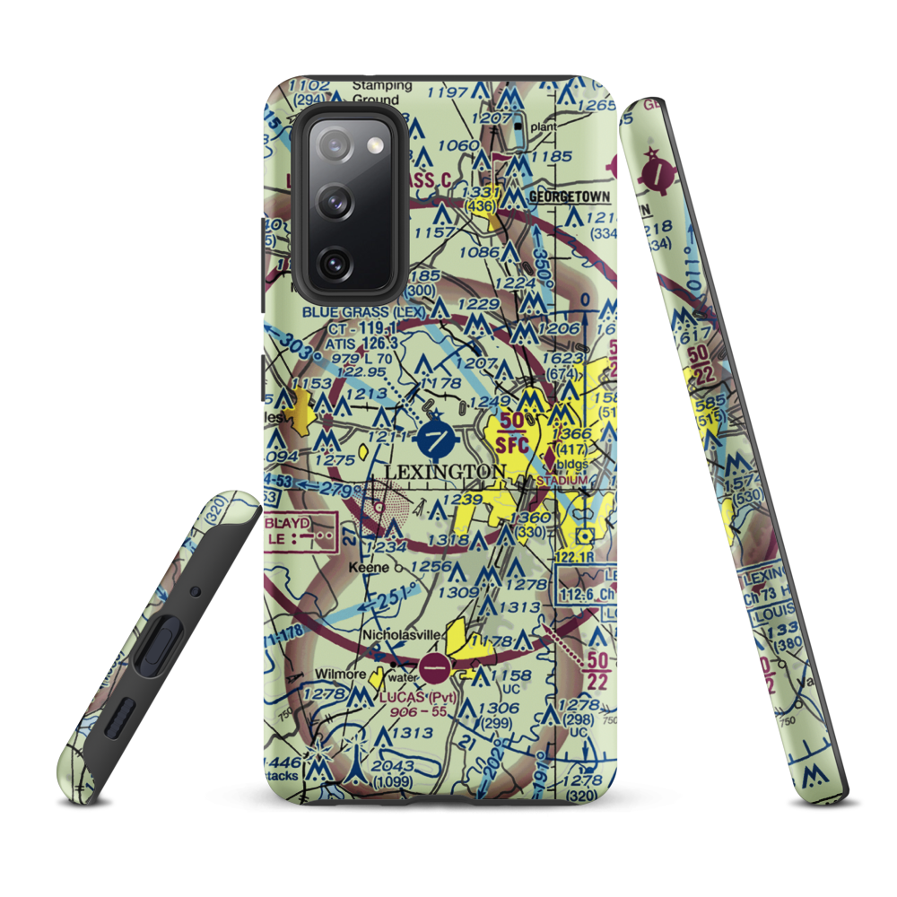 Blue Grass Airport (LEX) VFR Sectional Samsung Phone Case Samsung Galaxy S20 FE model shown