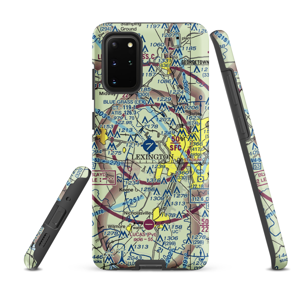 Blue Grass Airport (LEX) VFR Sectional Samsung Phone Case Samsung Galaxy S20 Plus model shown