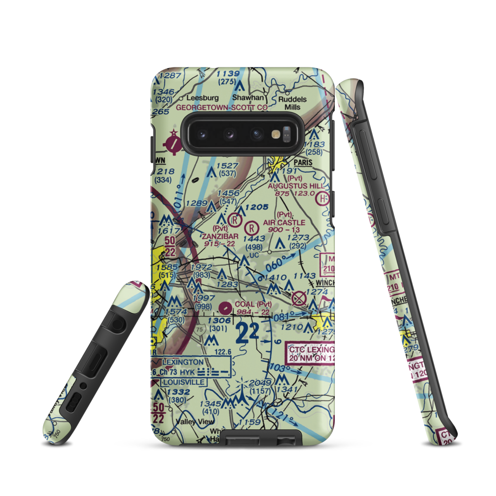 Blue Grass Station Army Heliport (LSD) VFR Sectional Samsung Phone Case Samsung Galaxy S10 model shown
