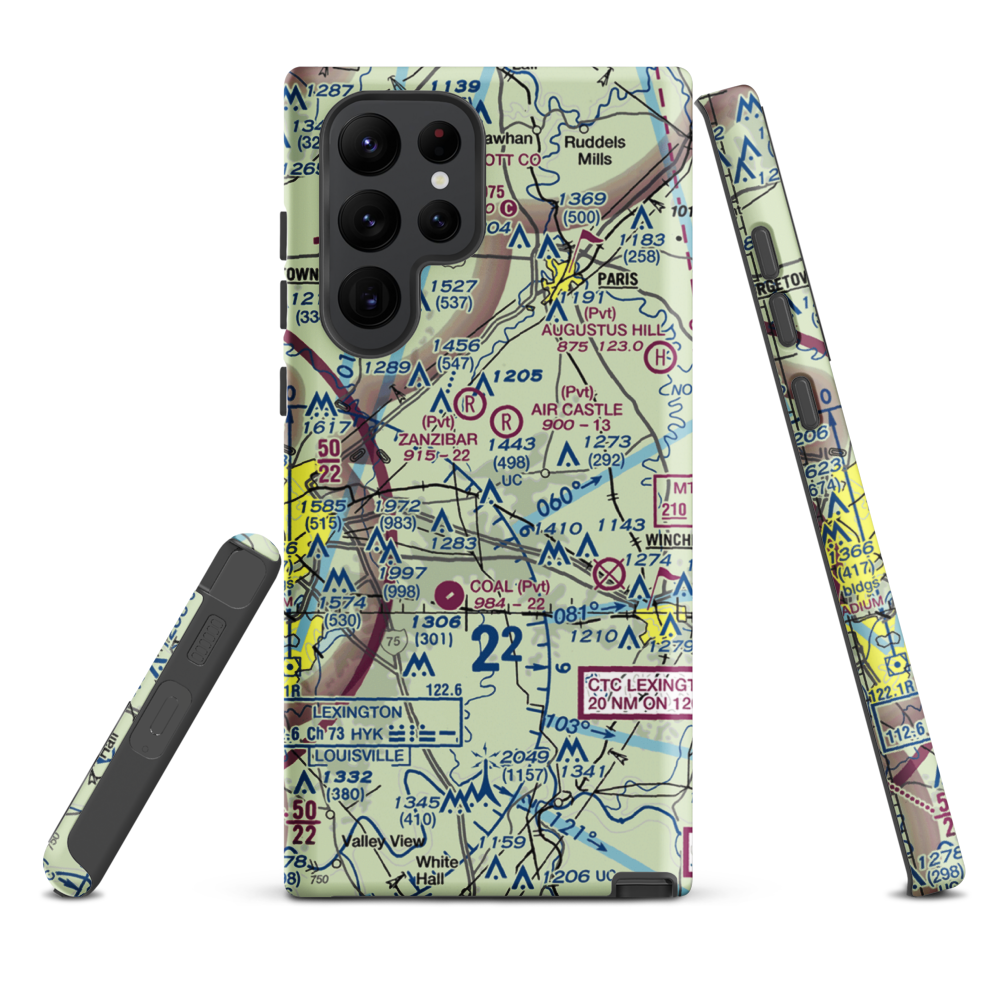 Blue Grass Station Army Heliport (LSD) VFR Sectional Samsung Phone Case Samsung Galaxy S22 Ultra model shown