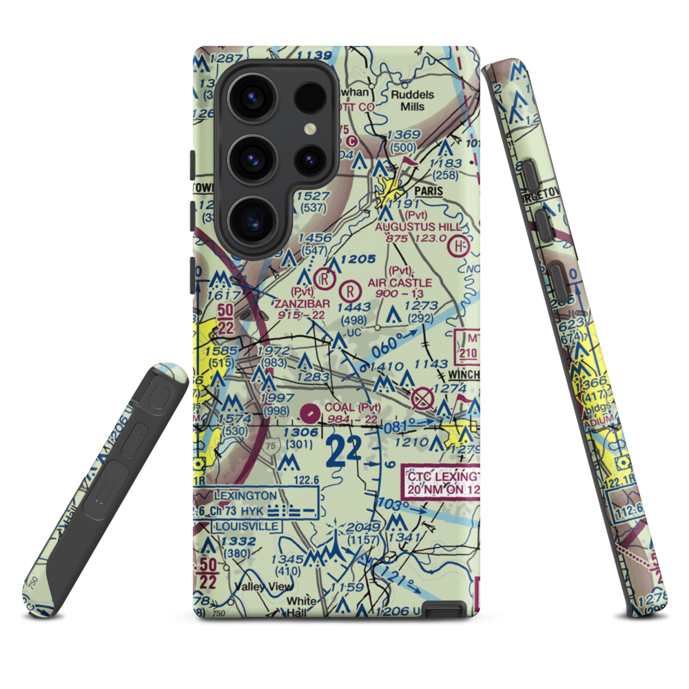 Blue Grass Station Army Heliport (LSD) VFR Sectional Samsung Phone Case Samsung Galaxy S23 Ultra model shown