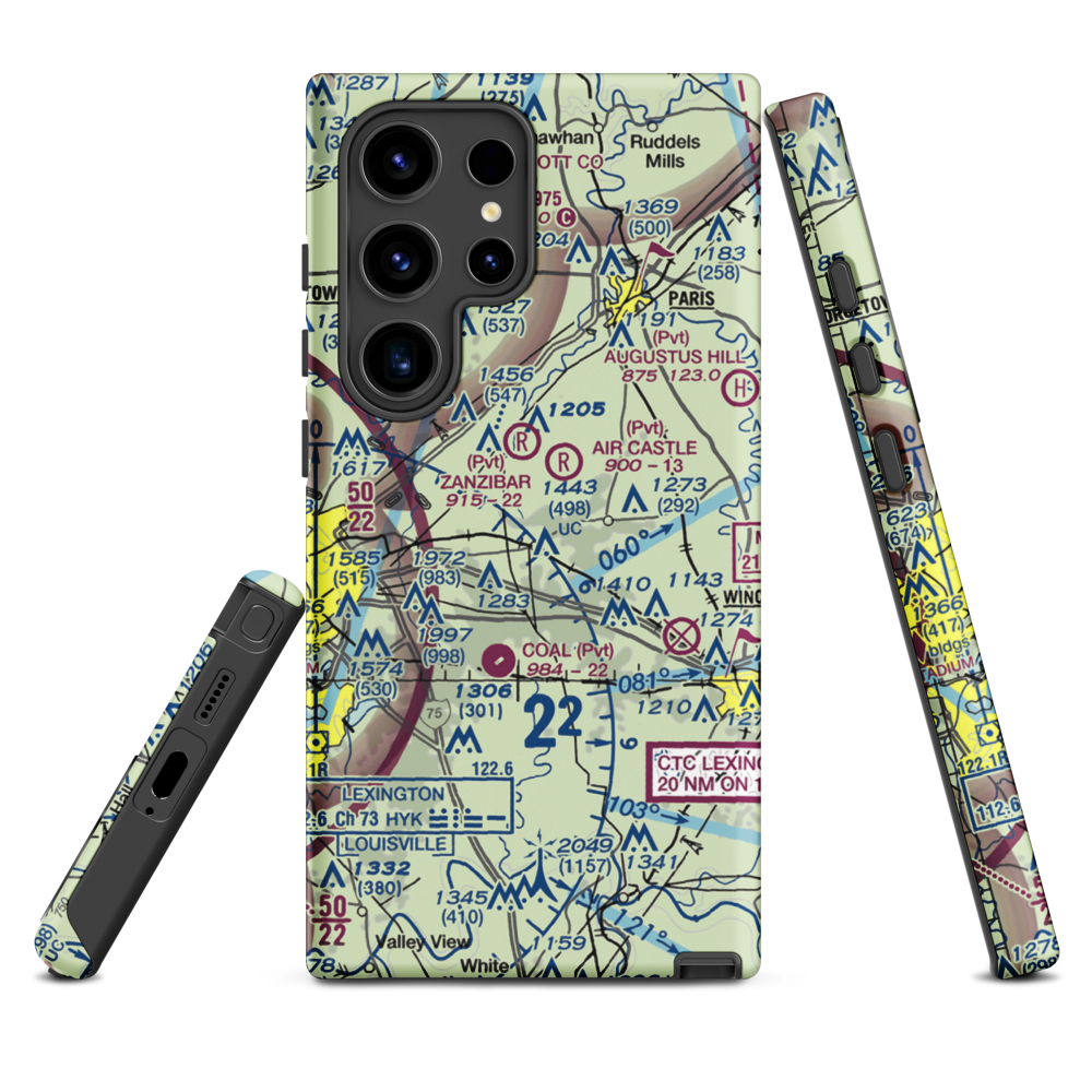 Blue Grass Station Army Heliport (LSD) VFR Sectional Samsung Phone Case Samsung Galaxy S24 Ultra model shown
