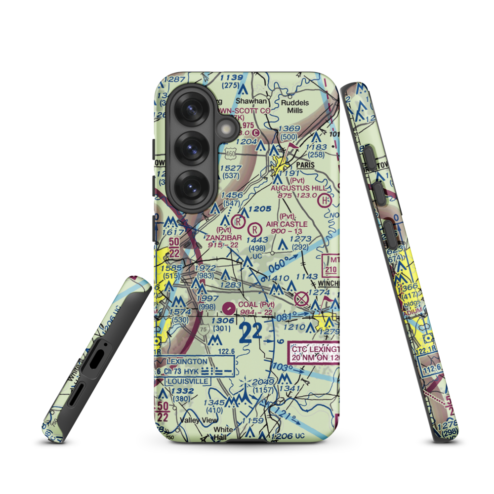 Blue Grass Station Army Heliport (LSD) VFR Sectional Samsung Phone Case Samsung Galaxy S25 model shown