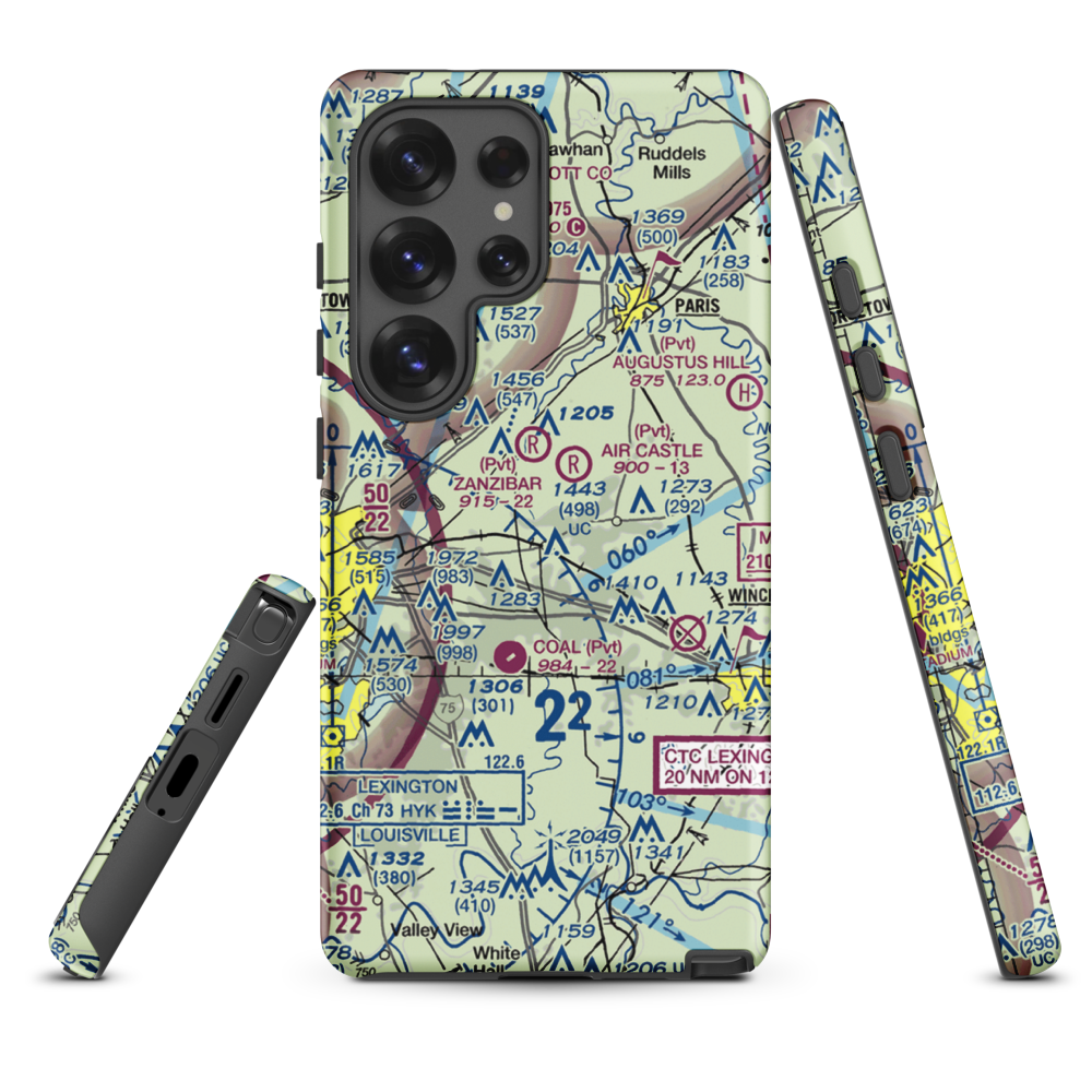Blue Grass Station Army Heliport (LSD) VFR Sectional Samsung Phone Case Samsung Galaxy S25 Ultra model shown