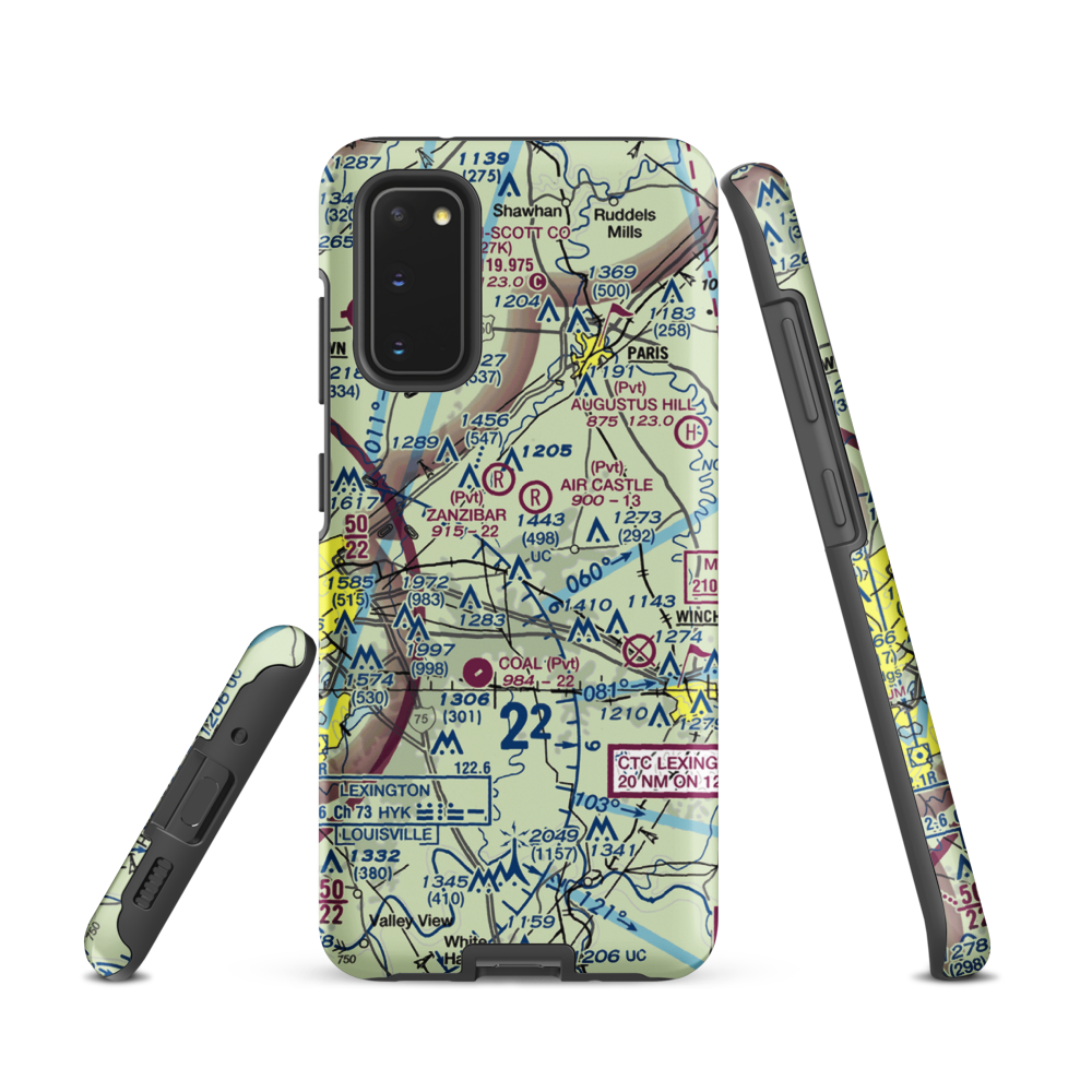 Blue Grass Station Army Heliport (LSD) VFR Sectional Samsung Phone Case Samsung Galaxy S20 model shown