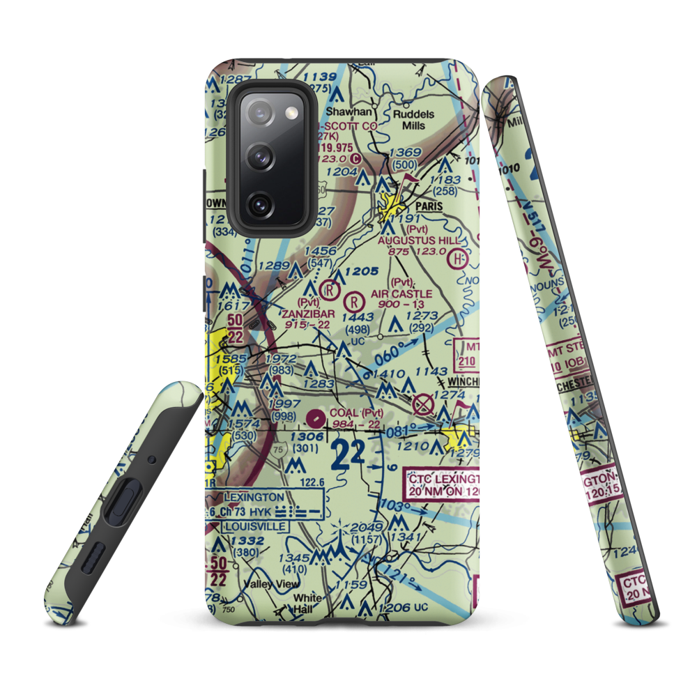 Blue Grass Station Army Heliport (LSD) VFR Sectional Samsung Phone Case Samsung Galaxy S20 FE model shown