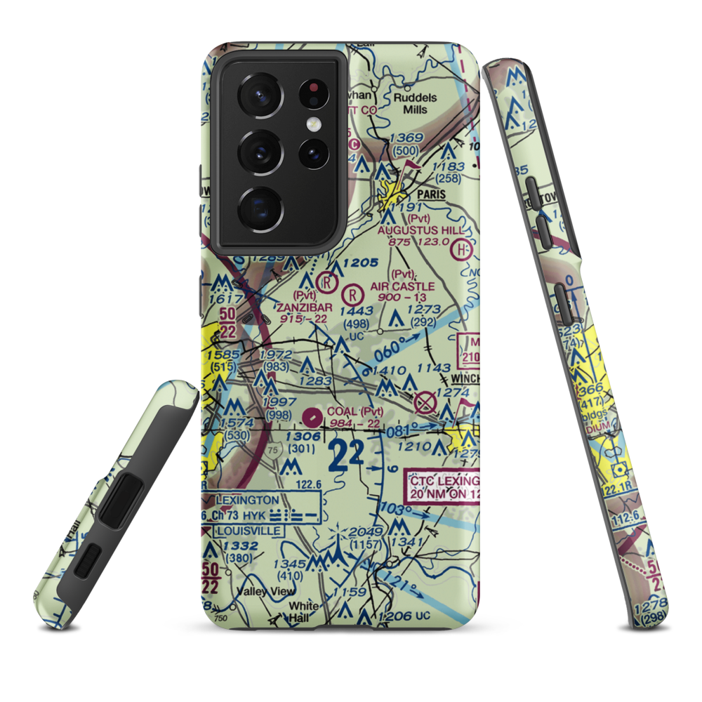 Blue Grass Station Army Heliport (LSD) VFR Sectional Samsung Phone Case Samsung Galaxy S21 Ultra model shown