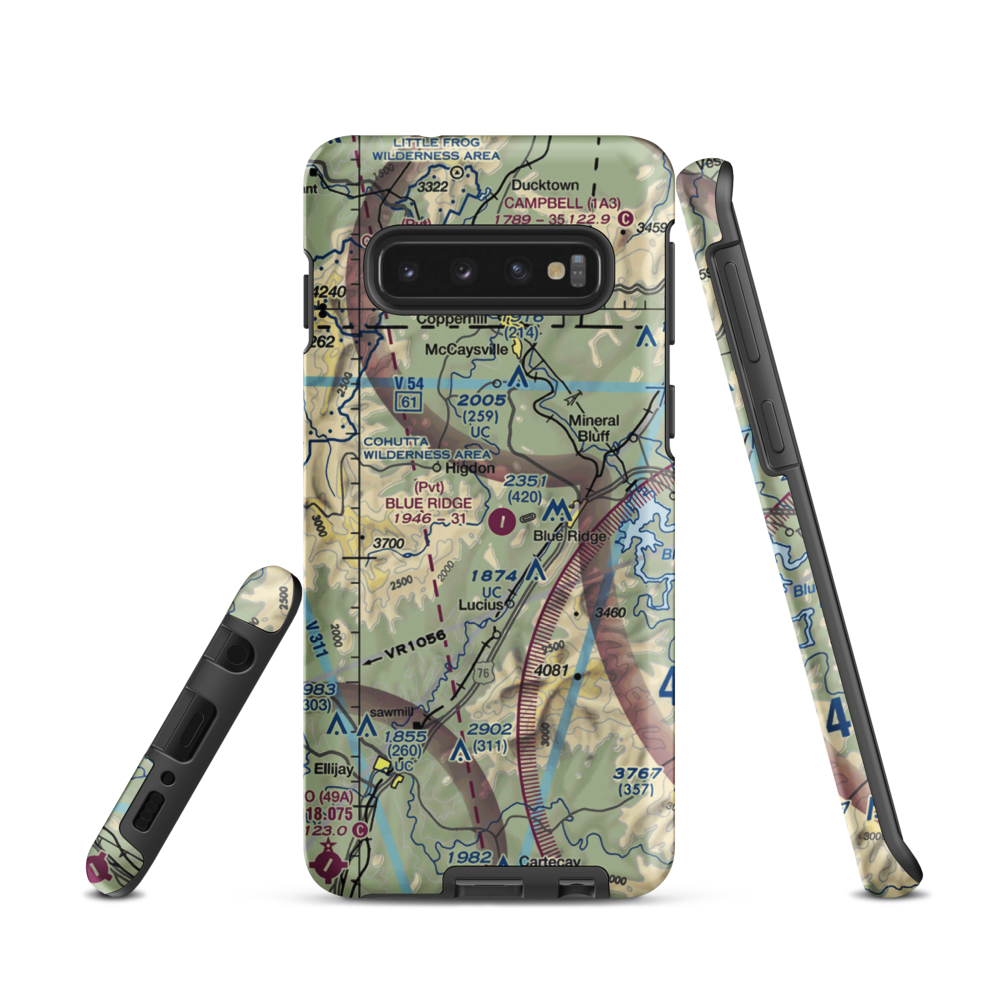 Blue Ridge Skyport Airport (57GA) VFR Sectional Samsung Phone Case Samsung Galaxy S10 model shown