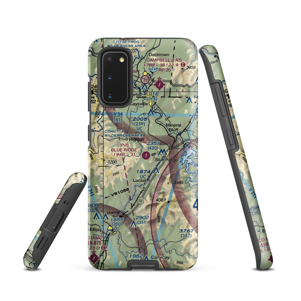 Blue Ridge Skyport Airport (57GA) VFR Sectional Samsung Phone Case Samsung Galaxy S20 model shown