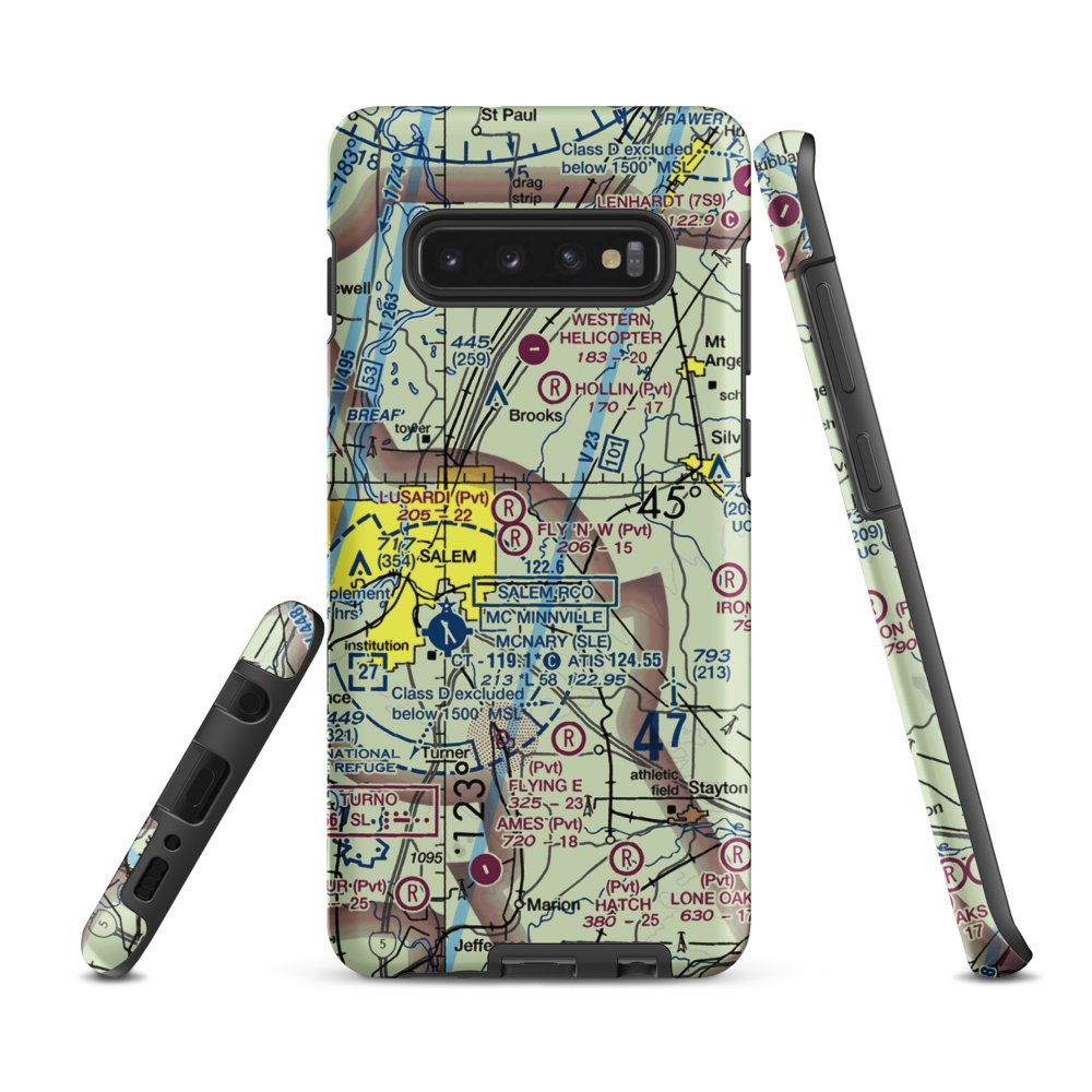 Blue Skies Farm Airport (OR87) VFR Sectional Samsung Phone Case Samsung Galaxy S10 Plus model shown