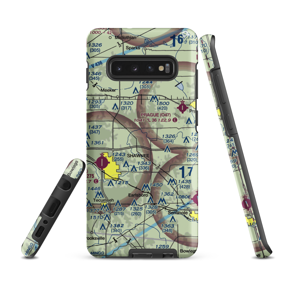 Bluebird Airpark (OK22) VFR Sectional Samsung Phone Case Samsung Galaxy S10 Plus model shown