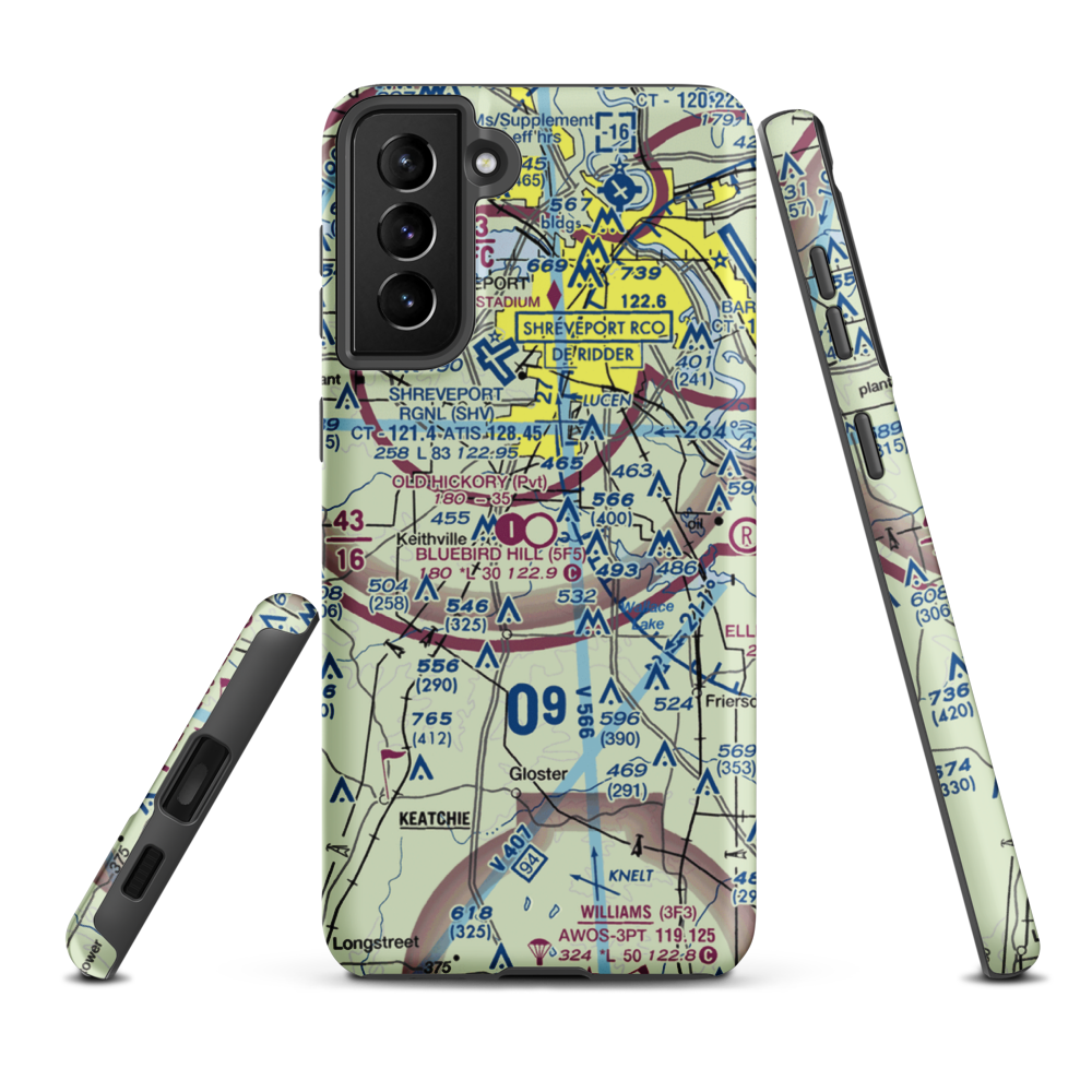 Bluebird Hill Airport (5F5) VFR Sectional Samsung Phone Case Samsung Galaxy S21 Plus model shown