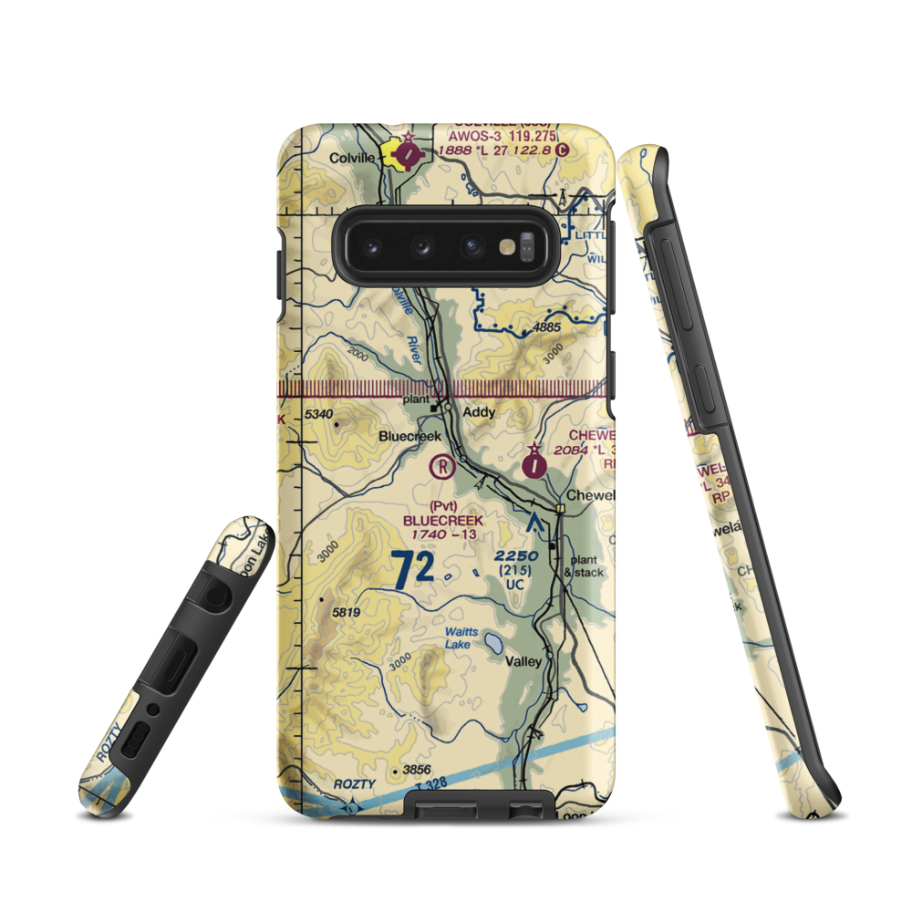 Bluecreek Airport (WA57) VFR Sectional Samsung Phone Case Samsung Galaxy S10 model shown