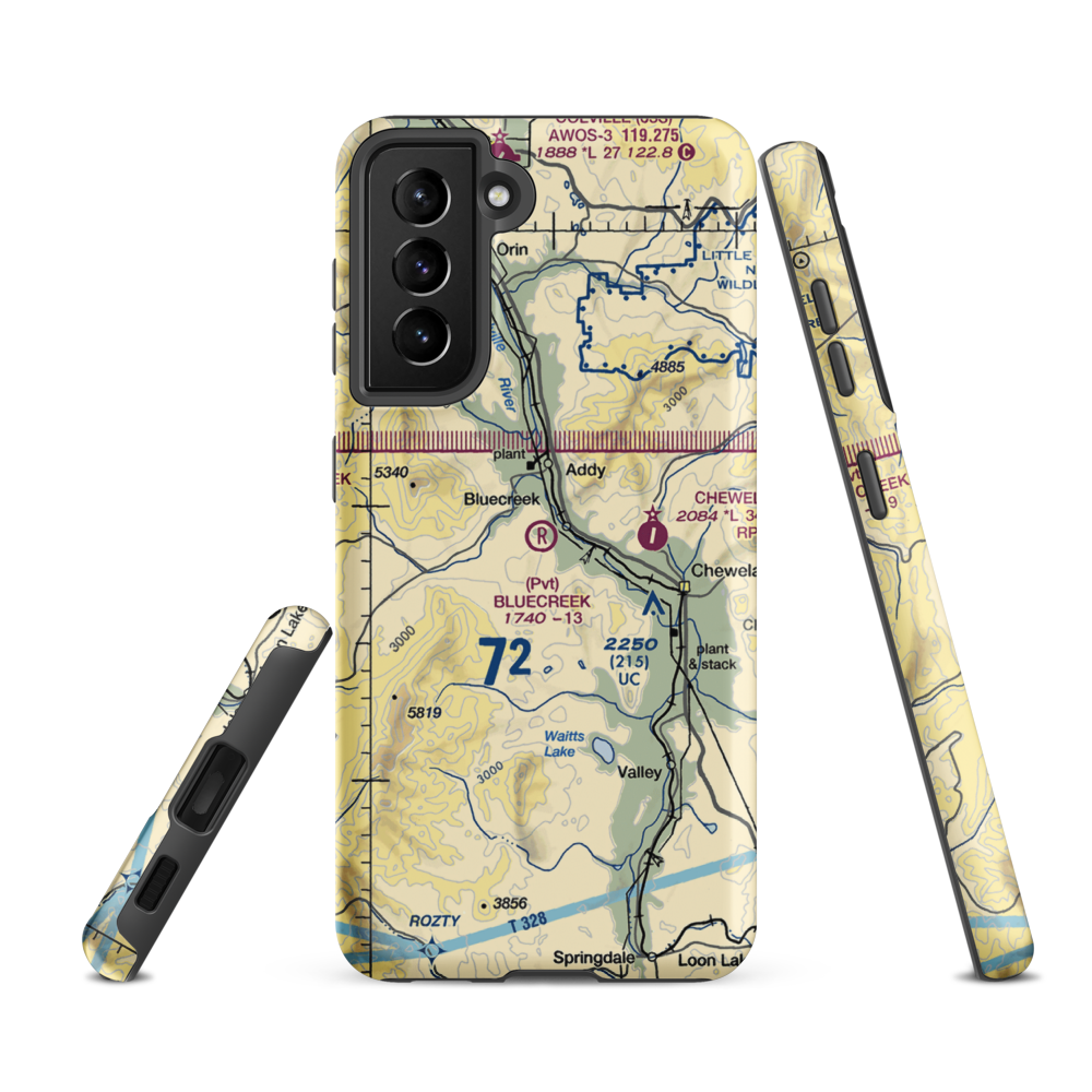 Bluecreek Airport (WA57) VFR Sectional Samsung Phone Case Samsung Galaxy S21 FE model shown