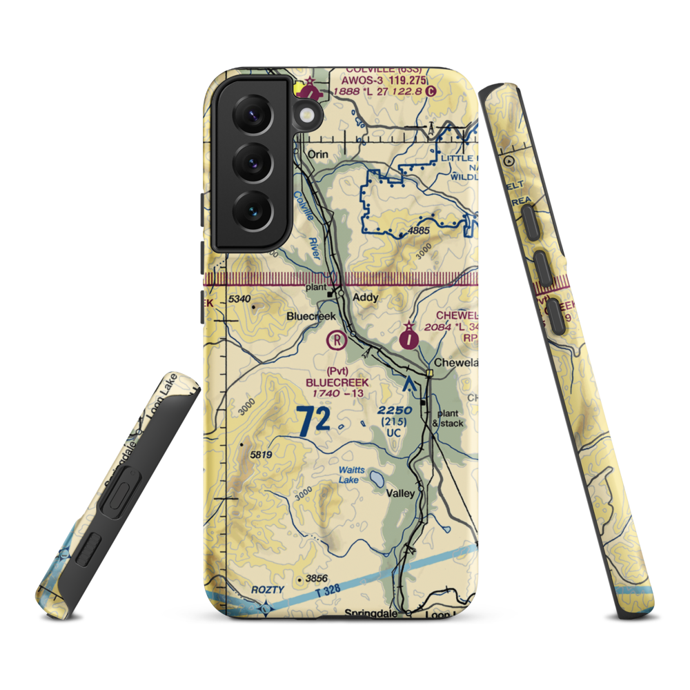Bluecreek Airport (WA57) VFR Sectional Samsung Phone Case Samsung Galaxy S22 Plus model shown