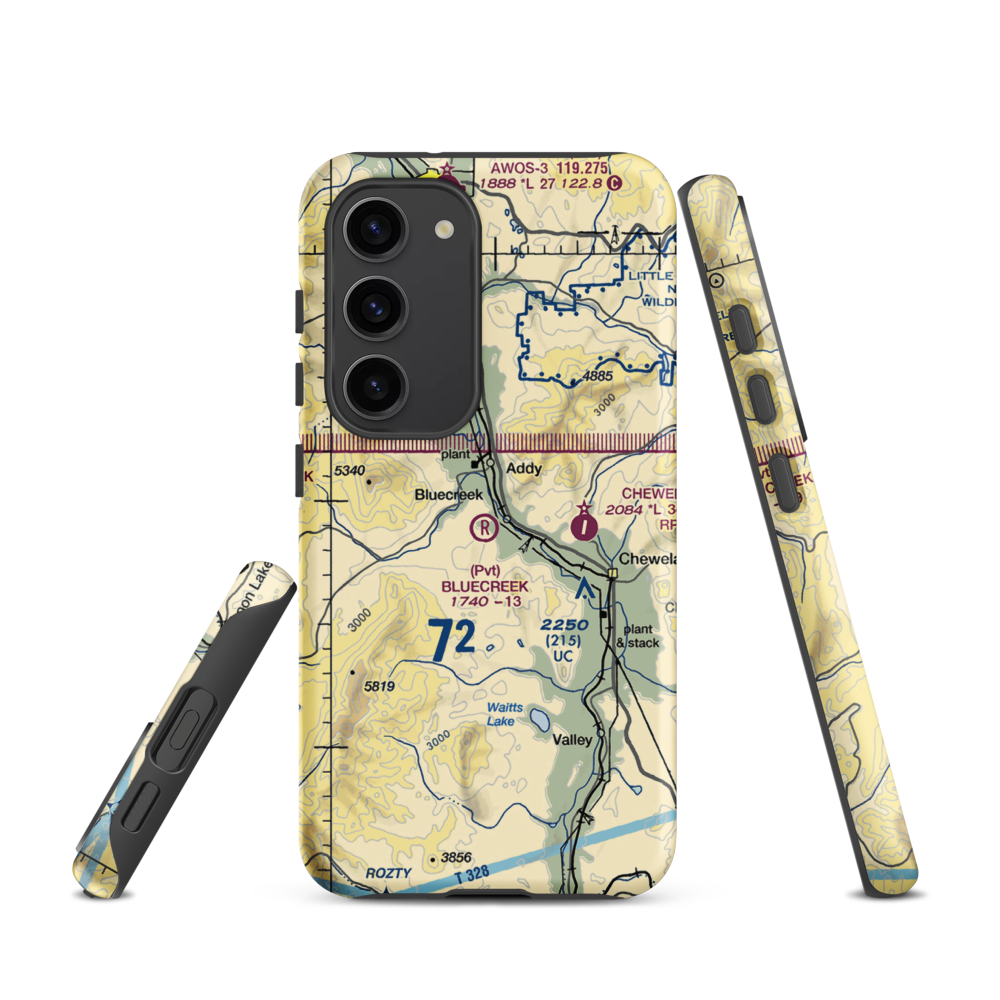 Bluecreek Airport (WA57) VFR Sectional Samsung Phone Case Samsung Galaxy S23 model shown