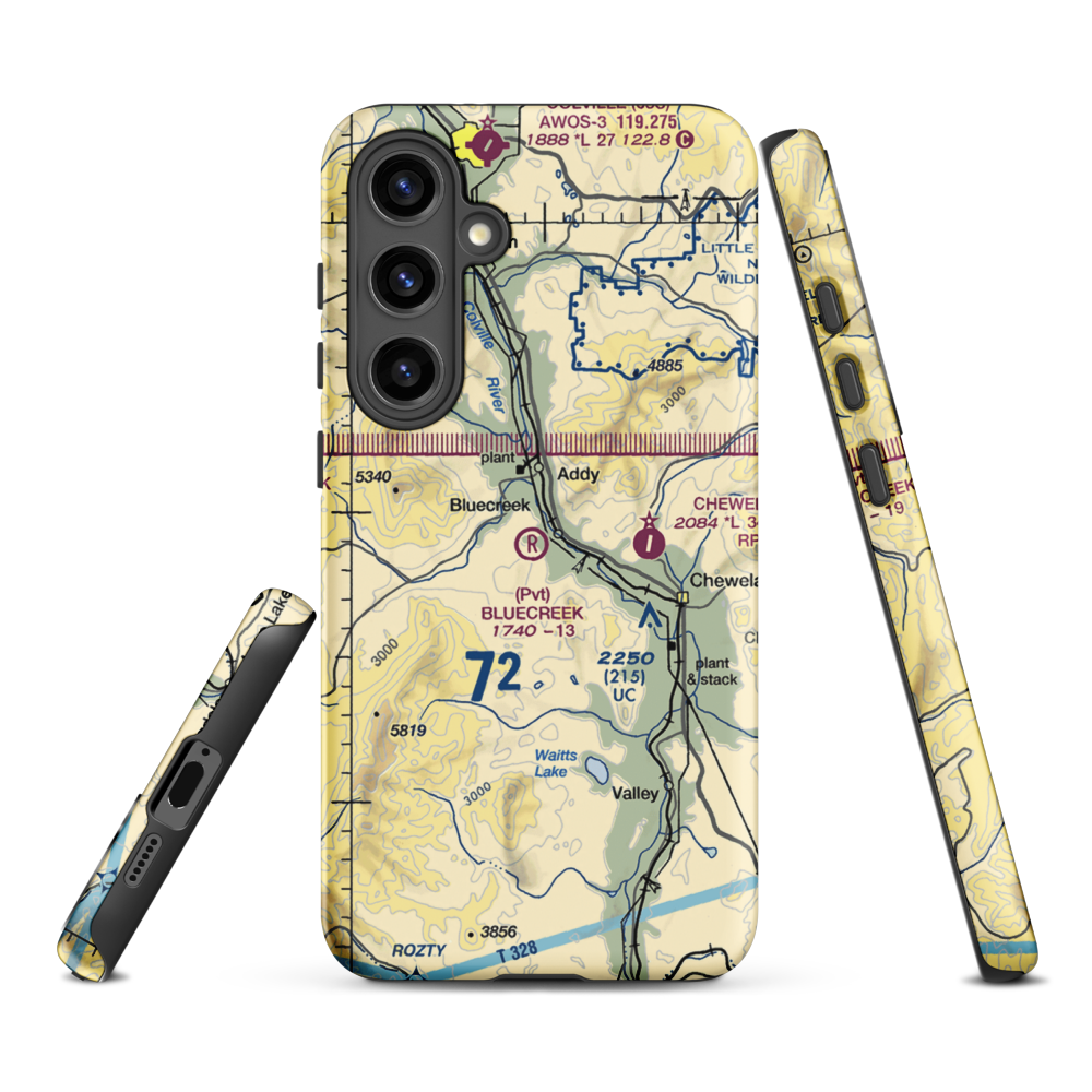 Bluecreek Airport (WA57) VFR Sectional Samsung Phone Case Samsung Galaxy S24 Plus model shown